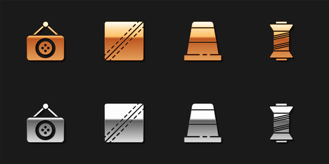 Set Tailor shop, Sewing Pattern, Thimble for sewing and thread icon. Vector