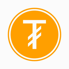 Tugrik icon. Mongolian currency symbol. Vector illustration. Coin symbol.