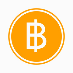Baht icon. Thai currency symbol. Vector illustration. Coin symbol.