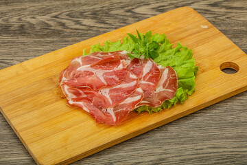 Smoked pork neck slices snack