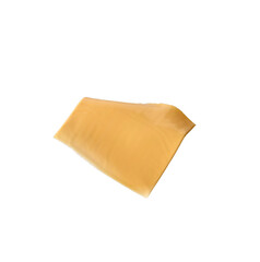 square piece of cheddar cheese isolated on white background