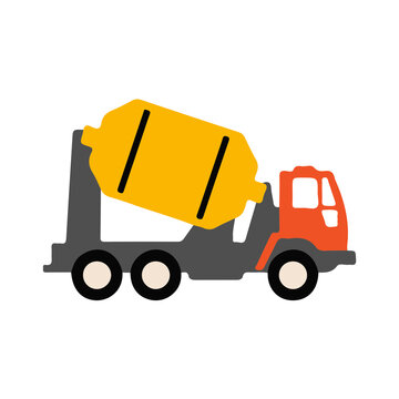 Cement Truck Concrete Mixer Machine On White Background Flat Illustration Graphic