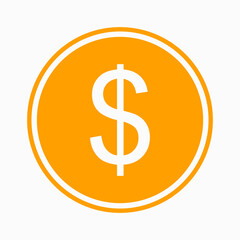 Obraz premium Dollar icon. American currency symbol. Vector illustration. USD coin.