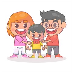 Cute little boy with mom and dad together Premium Vector