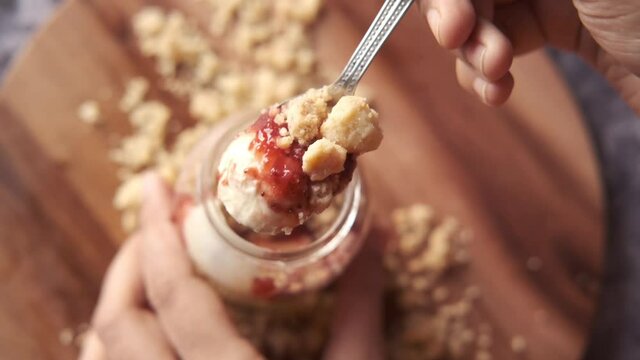  cheese cakes parfait and crumble in a jar ,