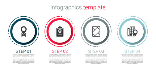 Set Location, Folded map with location marker, Gps device and house. Business infographic template. Vector