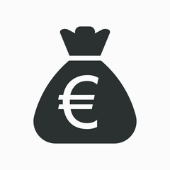 Euro icon. Money bag flat icon vector pictogram. Sack with European currency isolated on white background.