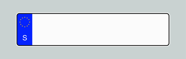 The license plate of Sweden. Vehicle registration plates frame vector isolated. Swedish car number plate template.