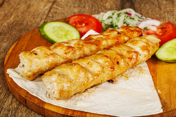 Chicken kebab with minced meat