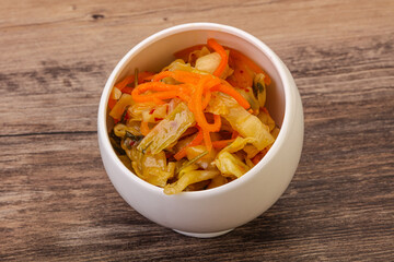 Spicy pickled cabbage with carrot