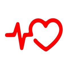 Red Heart Beat Flat Vector Icon On A White Background