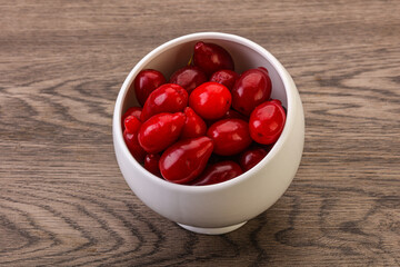 Sweet and ripe cornel berries