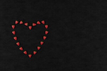 Strawberry heart symbol of love. Freshness background