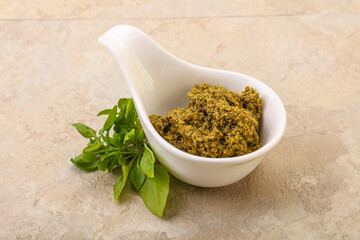 Green sauce pesto with basil