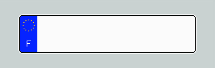 License plate of France. Vehicle registration plates frame vector isolated. French car number plate template.