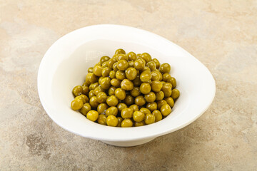 Marinated green pea in the bowl