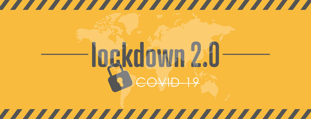 Lockdown 2.0. banner. Flat vector illustration.
