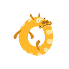 Monster alphabet symbol. Letter O of english alphabet shaped as monster. Children colorful cartoon funny fictional character isolated on white background