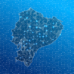 Network map of Ecuador. Country digital connections map. Technology, internet, network, telecommunication concept. Vector illustration.