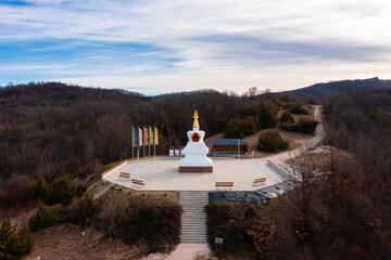 Becske, Hungary - Aerial view about the stupa of enlightenment
