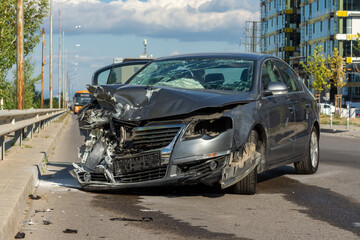 broken car in the street