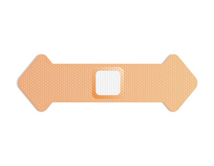 Medical plaster. Adhesive bandage or sticking plaster. Medical band aids protection patch for first aid. Protection and care. Vector cartoon plaster on white background