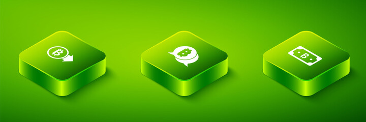 Set Isometric Bitcoin, Cryptocurrency bitcoin and icon. Vector