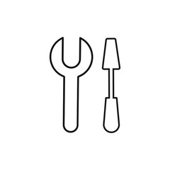 vector drawing image of a customization symbol, repair, wrench, screwdriver, tool, icon black on a white background