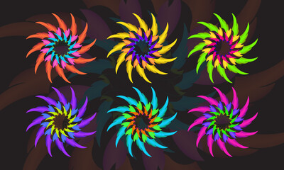 Abstract Circle Wings  Series.  Colorful  abstract circle wings flowers design vector. 
