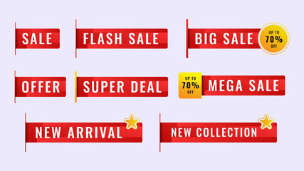 Sale sticker label tag collection template. Set label promotion banner. Vector illustration.