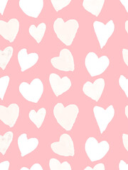 Pink watercolor heart pattern