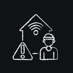 Online alerts from thieves chalk icon. Smart house. Thin line customizable illustration. Contour symbol. Vector isolated outline drawing.