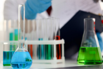 Chemical industry bulb with blue magenta