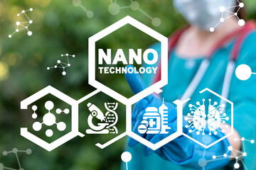 Medical concept of nano technology. Innovative nano tech medicine. Science Healthcare Innovation...