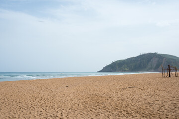 Beautiful landscape of Rodiles beach with no people. Asturias, Spain.