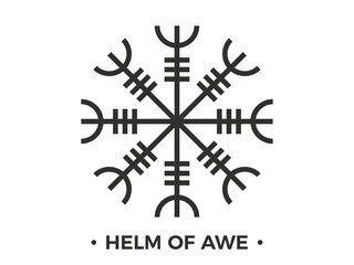 Helm of Awe or Helm of Terror. Norse mythology. Icelandic magical stave. Occult symbol isolated  on white background. Galdrastafir, intertwined runes. Vector illustration