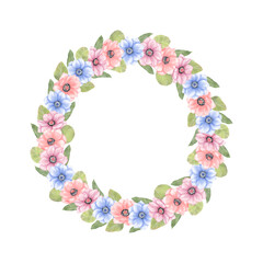 Floral summer wreath. Holiday flowers circle frame