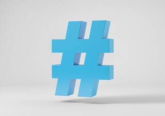 Hashtag sign isolated in 3d rendering