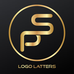 PS letter logo, with gold color and circle around the logo, perfect for those of you who need a logo.