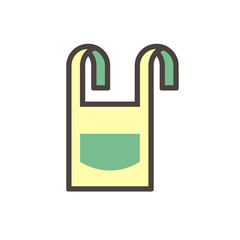 Apron or bib apron vector icon. Uniform, workwear or garment to cover front of body for chef working, cooking or preparing food in kitchen, restaurant. To protection from danger i.e. acid and heat.