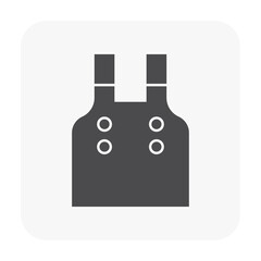 Leather welding apron or fire resistant clothing vector icon. Safety equipment for cover front of body to protect welder and blacksmith from danger, flame, heat, fire, burn and radiation in hot work.