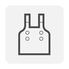 Leather welding apron or fire resistant clothing vector icon. Safety equipment for cover front of body to protect welder and blacksmith from danger, flame, heat, fire, burn and radiation in hot work.