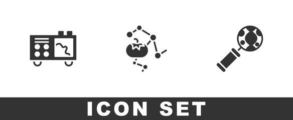 Set Spectrometer, Genetically modified food and DNA research, search icon. Vector