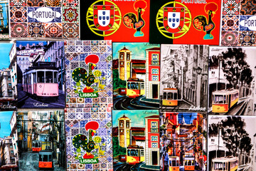 Colorful magnet souvenirs of Lisbon city