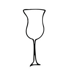 Vector doodle drink glass of wine, for kitchen, café, bar, restaurant, cups of tea, coffee, decanter for water, lemonade, juice, glasses for wine, champagne, vodka, cognac, brandy, cocktail
