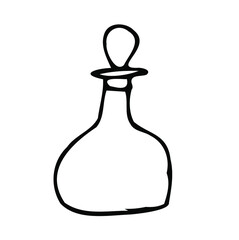 Vector doodle drink decanter of beer, for kitchen, café, bar, restaurant, cups of tea, coffee, decanter for water, lemonade, juice, glasses for wine, champagne, brandy, cocktail, martini