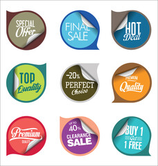 Sale stickers and tags colorful collection