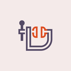 C-clamp vector icon. Quick grip equipment tool for carpenter with iron frame, screw, handle and jaw for industrial construction. Use to hold tight and compress object i.e. wood, metal by pressure.