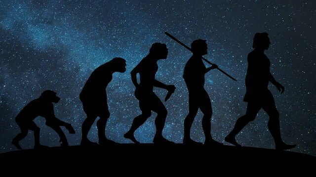 Human Evolution: Time Lapse by Night with Stars and Milky Way in Background