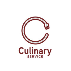 Letter C fork catering culinary logo icon template for restaurant business